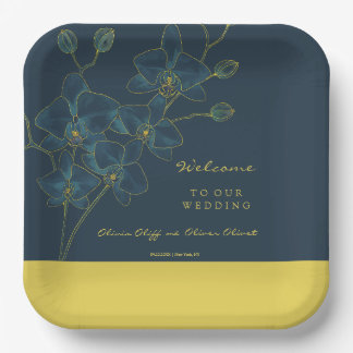Soft Blue Orchid Wedding Welcome Paper Plate