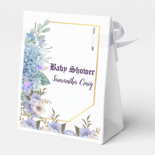 Soft Blue Pastel Flower Blue Hydrangea Baby Shower Favour Box