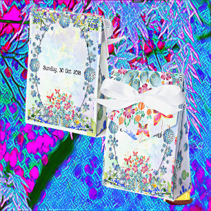 Soft Blue Pastel Purple Hydrangea Oval Birthday li Favour Box