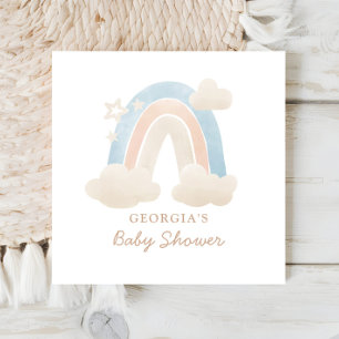 Soft Blue Peach Rainbow Cloud Baby Shower Stars Napkin
