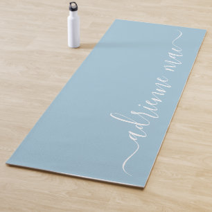 Soft Blue Personalised Name Reversible Yoga Mat