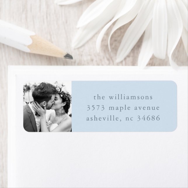 Soft Blue Photo Couples Minimalist Return Address (Insitu)