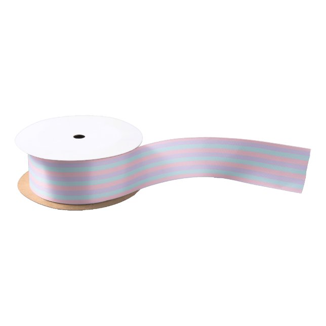 Soft Blue, Pink and Purple Stripes Satin Ribbon (Spool)