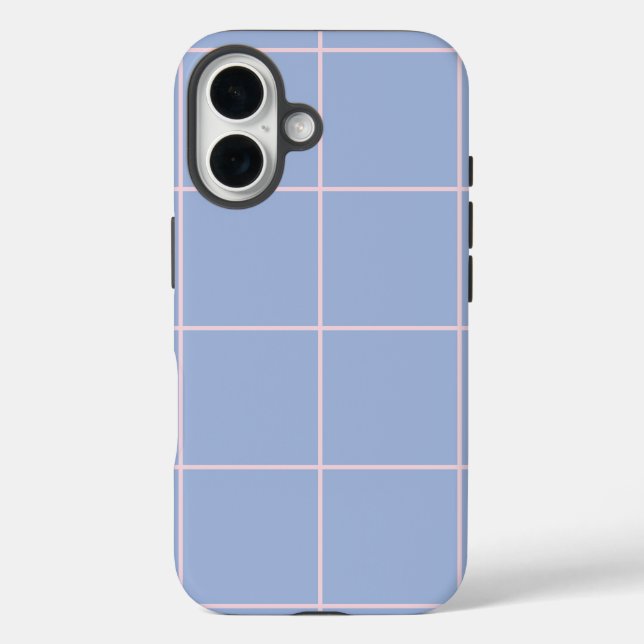 Soft Blue & Pink Grid Pattern Case-Mate iPhone Case (Back)