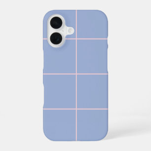 Soft Blue & Pink Grid Pattern iPhone 16 Case