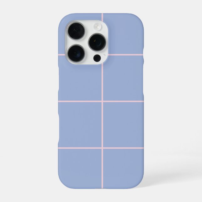 Soft Blue & Pink Grid Pattern iPhone Case (Back)