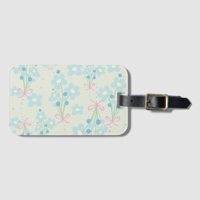 Soft Blue & Pink Harmony Luggage Tag (Front Horizontal)