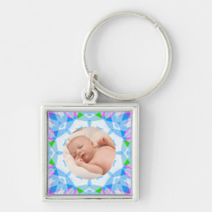Soft Blue Pretty Pastels Custom Photo Mother’s Day Key Ring