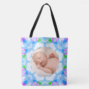 Soft Blue Pretty Pastels Custom Photo Mother’s Day Tote Bag