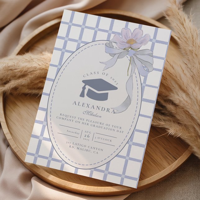 Soft Blue Ribbon Graduation Invitation (Creator Uploaded)