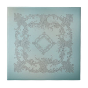 Soft blue Scrolls with an old world feel Tile
