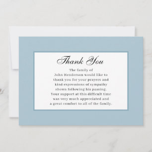 Soft Blue Simple Funeral Thank You Card