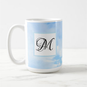Soft Blue Sky Photo Elegant Single Fancy Initial Coffee Mug