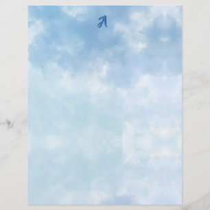 Soft Blue Sky Watercolor Cloud Custom Letterhead