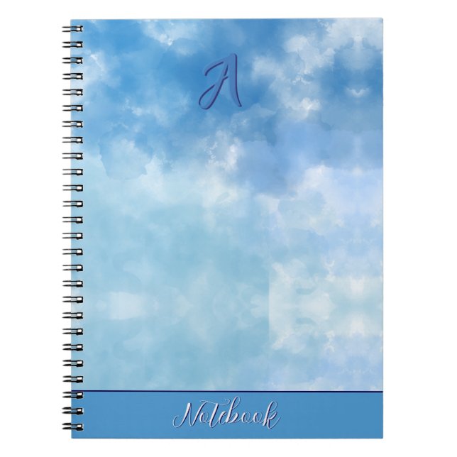 Soft Blue Sky Watercolor Cloud Notebook (Front)