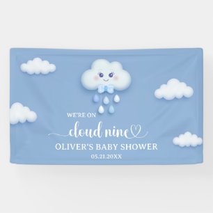 Soft blue sky white fluffy cloud nine Baby Shower Banner
