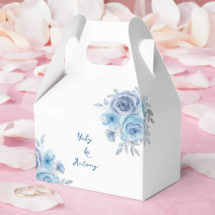 Soft Blue Slate Floral Watercolor Garden Favour Box