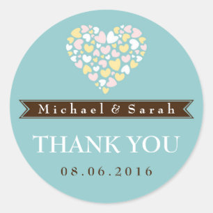 Soft Blue Small Hearts Wedding Favour Sticker