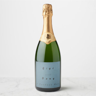 Soft Blue Sparkling Wine Bottle Label 