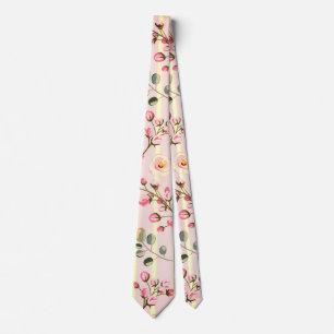 Soft Blue Stripe Floral  Tie