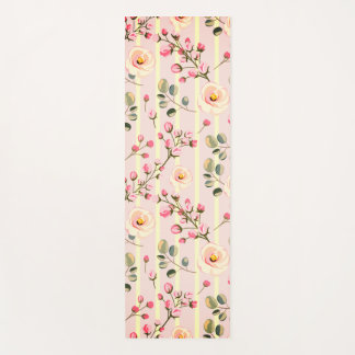 Soft Blue Stripe Floral Yoga Mat