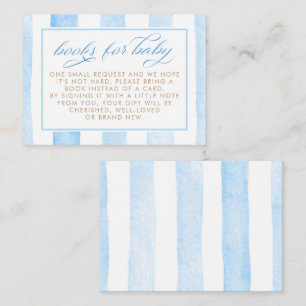 Soft Blue Stripes Cute Books For Baby Request Enclosure Card