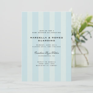 Soft Blue Vertical Stripes Modern Baby Shower Invitation