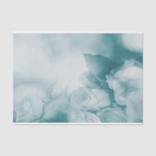 Soft Blue Vintage Floral Rose Tissue Paper