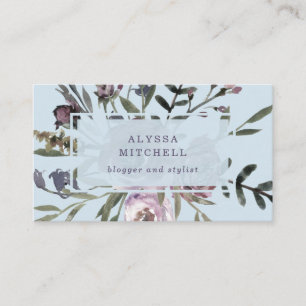 Soft Blue Vintage Look Floral Business Card