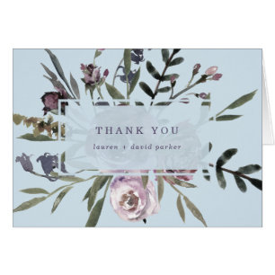 Soft Blue Vintage Look Floral Thank You