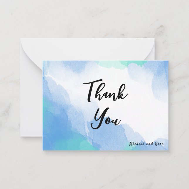 Soft blue watercolor brush greeting card  (Front)