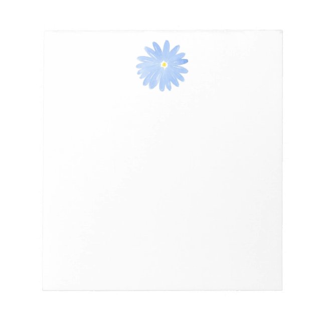 Soft Blue Watercolor Daisy Notepad (Front)