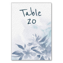 Soft Blue Watercolor Leaves Wedding Reception 
