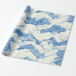 Soft Blue Watercolor Snow Mountain Landscape Wrapping Paper