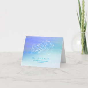 Soft Blue Watercolors Modern Typography Thank You Card