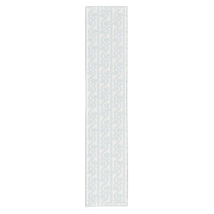 Soft Blue Wavy Floral Stripe on Cream Short Table Runner