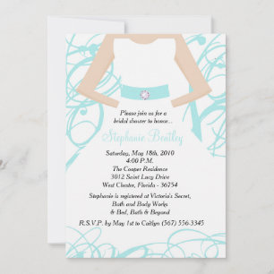 Soft Blue Wedding Dress Bridal Shower Invitation
