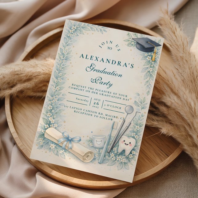 Soft Blue White Coat Dentist Graduation Party Invitation (Creator Uploaded)