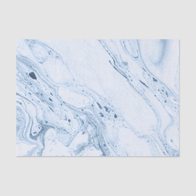 Soft Blue & White Marble Swirls Tissue Paper (Front)