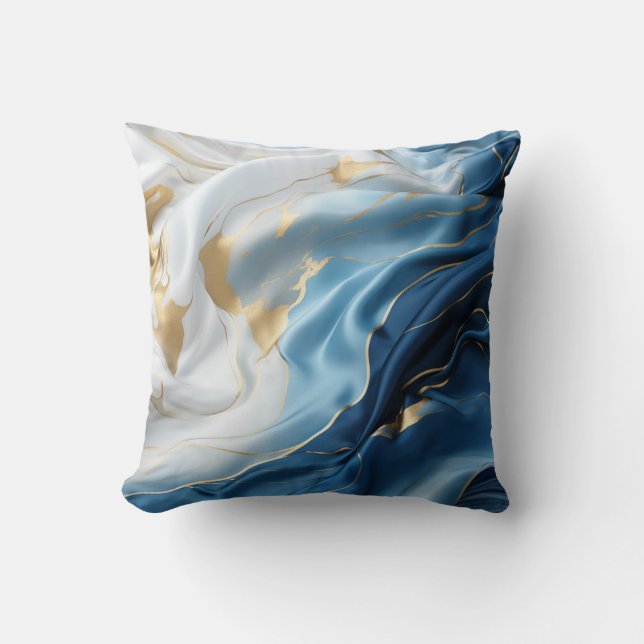 Soft Blue White Marble with Gold Cushion (Front)