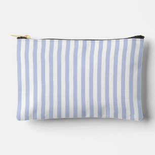 Soft Blue White Vertical Stripe Pattern Art Accessory Pouch