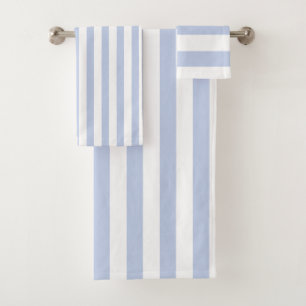 Soft Blue White Vertical Stripe Pattern Art Bath Towel Set
