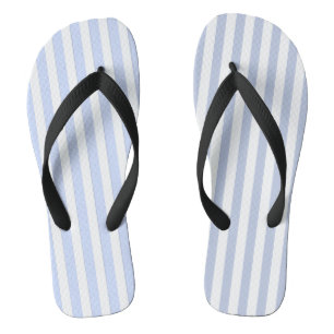 Soft Blue White Vertical Stripe Pattern Art Flip Flops