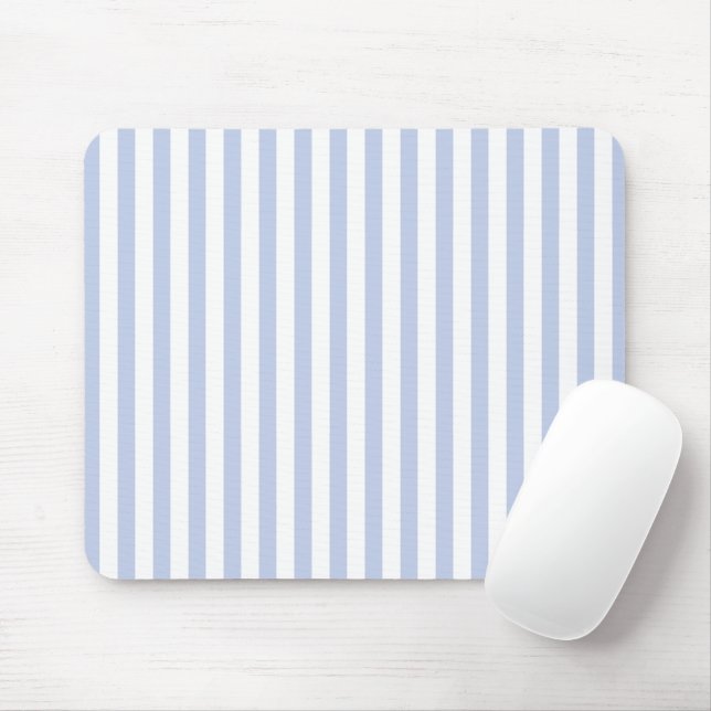 Soft Blue White Vertical Stripe Pattern Art Mouse Mat (With Mouse)