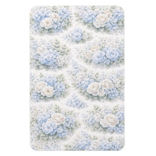 Soft Blue White Watercolor Floral Elegant Romantic Magnet
