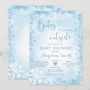 Soft Blue White Winter Baby Shower Invite12 Invitation