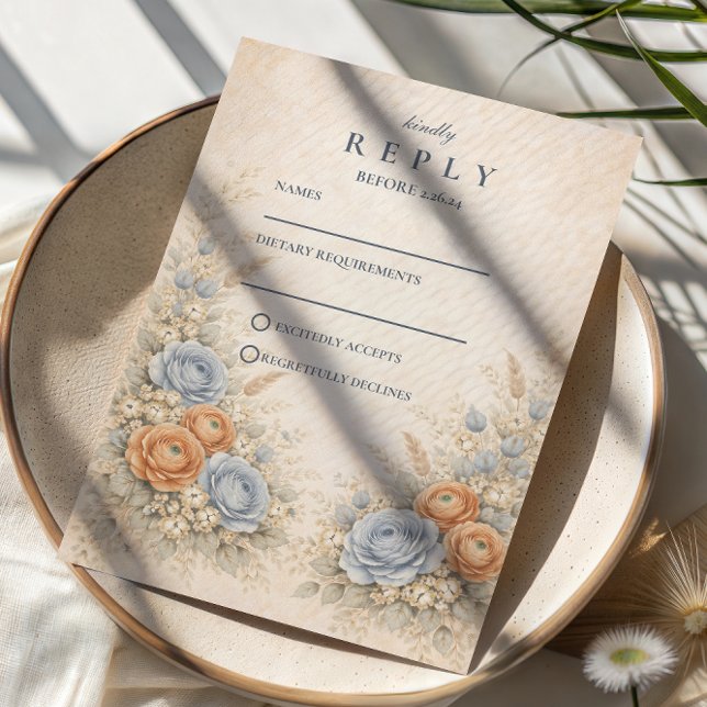 Soft Blue Wildflower Garden Wedding RSVP Card (Creator Uploaded)