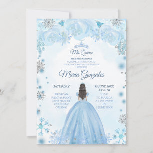Soft Blue Winter Princess Quinceanera Invitation