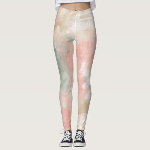 Soft Blush Abstract Watercolor Leggings