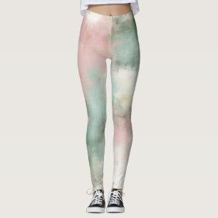 Soft Blush Abstract Watercolor Leggings